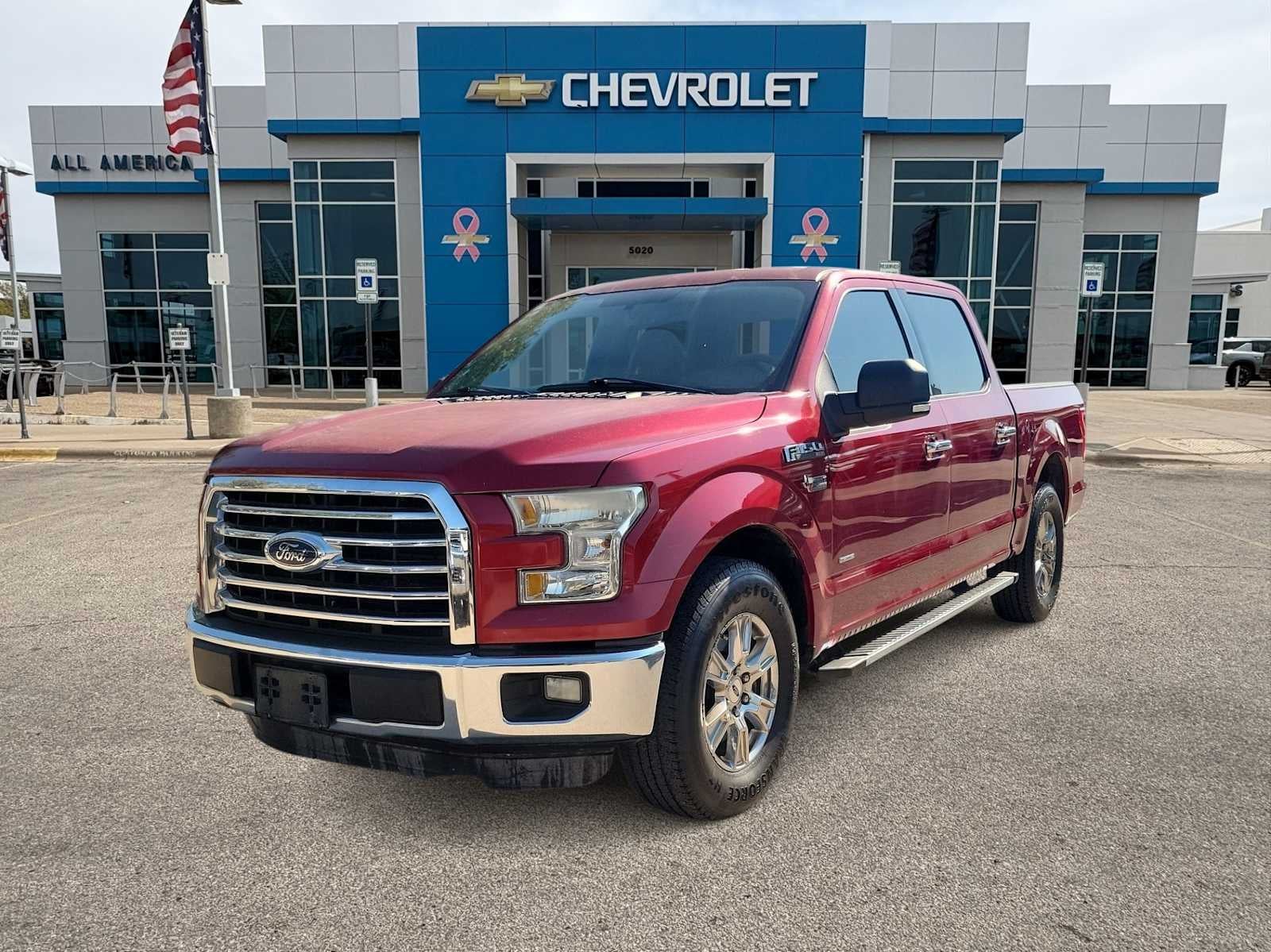 2015 Ford F-150 XL in Maroon — front three-quarter view