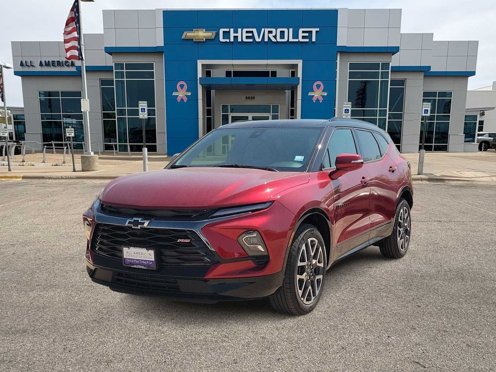 2026 Chevrolet Blazer RS in Radiant Red Tintcoat — front three-quarter view