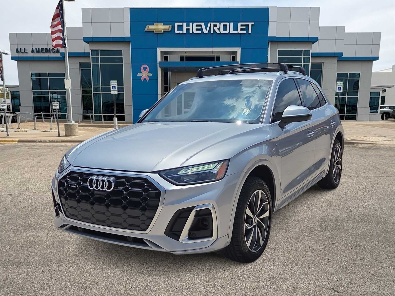 2022 Audi Q5 S line Premium Plus in Silver — front three-quarter view